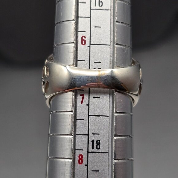 NF Sterling Silver Dome Ring Size 7 Star Cutouts Thailand Latticework 5.09g - Picture 7 of 9